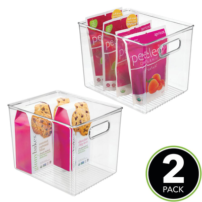 mDesign Plastic Food Storage Container Bin with Handles - for Kitchen, Pantry, Cabinet, Fridge, Freezer