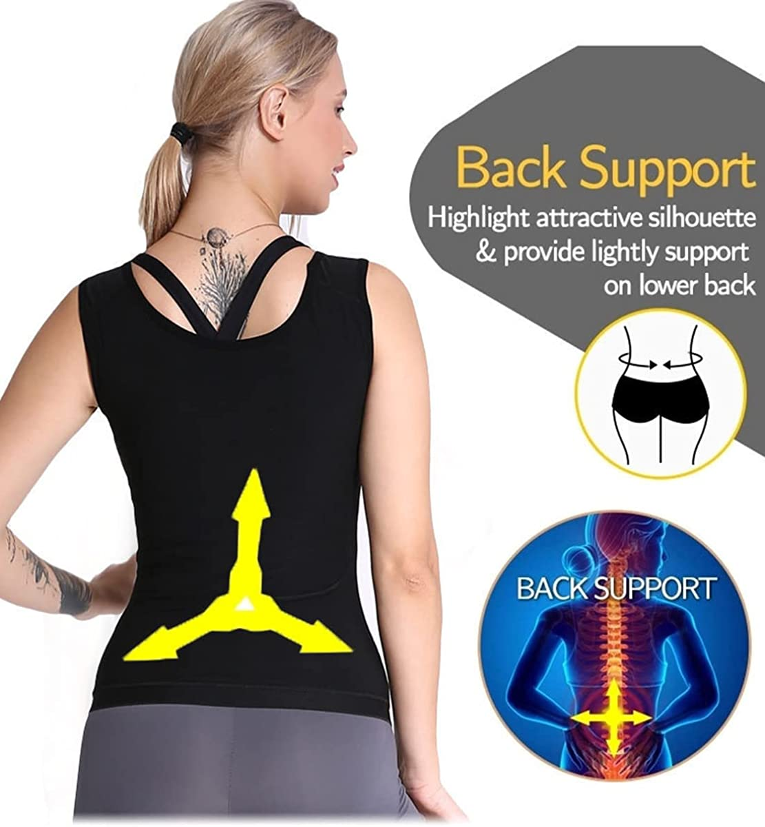 Sauna Vest for Women, Sauna Suit Waist Trainer Shirt for Women Sweat Tank Top Shaper for Women with Zipper