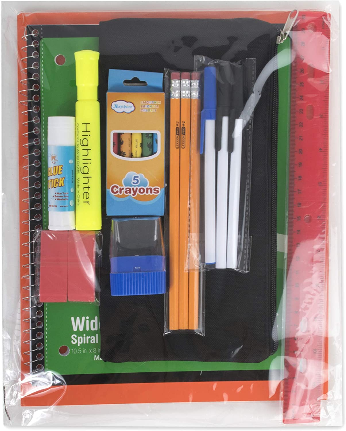 20 Piece School Supplies for K-12 Back to School Supplies for Students School Supply Kit Bundle Pack for Boys and Girls