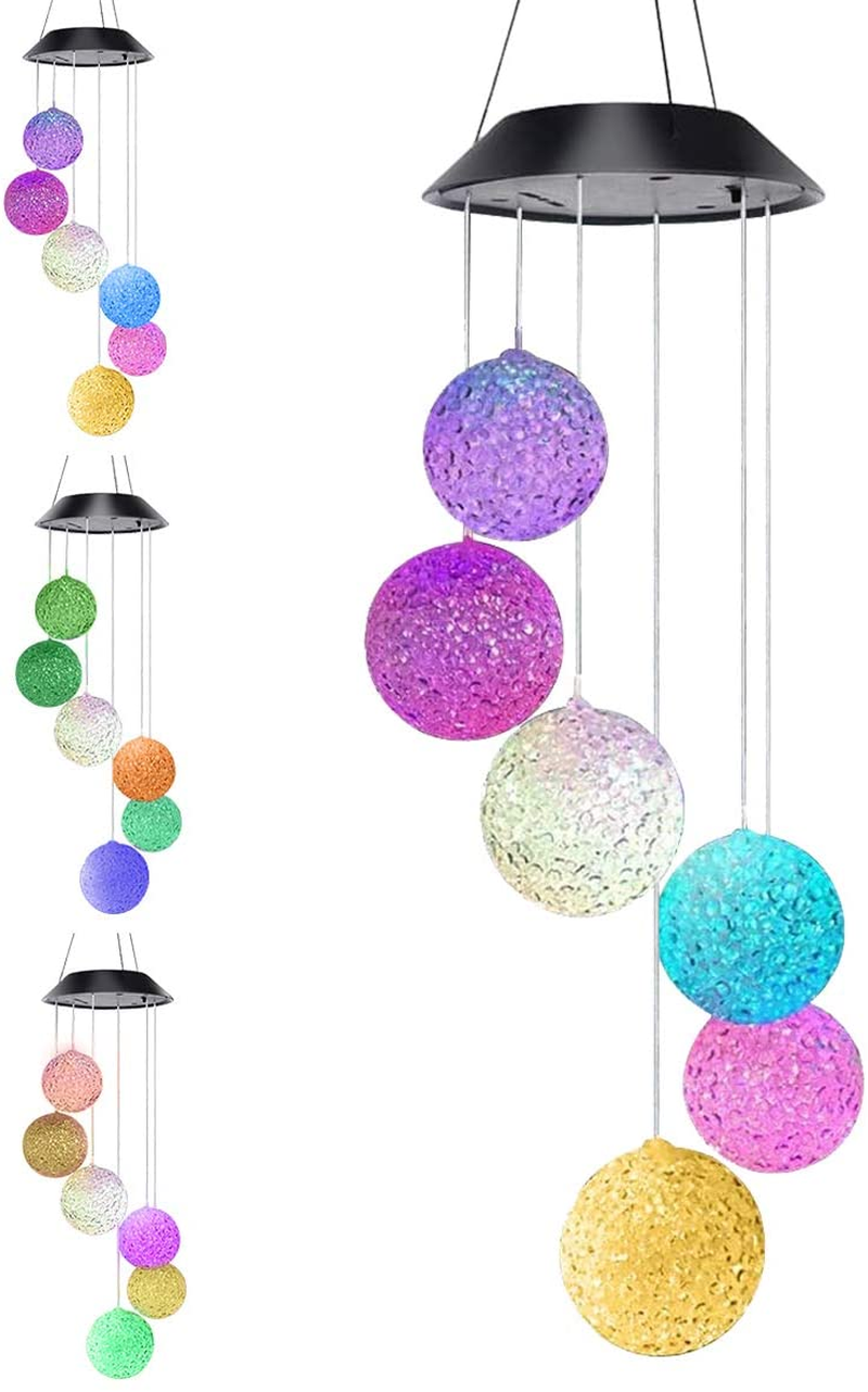 Solar Dragonfly Wind Chimes,Color Changing Waterproof Solar Lights Mobile Outdoor Decor LED with Bell, Perfect for Patio Mom Gifts Outdoor Decor and Garden
