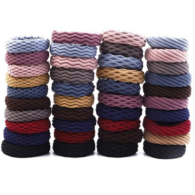 40Pcs Hair Ties for Thick Hair, Hair Ties No Crease, Seamless Cotton Hair Bands for Women, Simply Hair Tie Ponytail Holders, Hair Ties for Thick Heavy or Curly Hair (Multicolor)