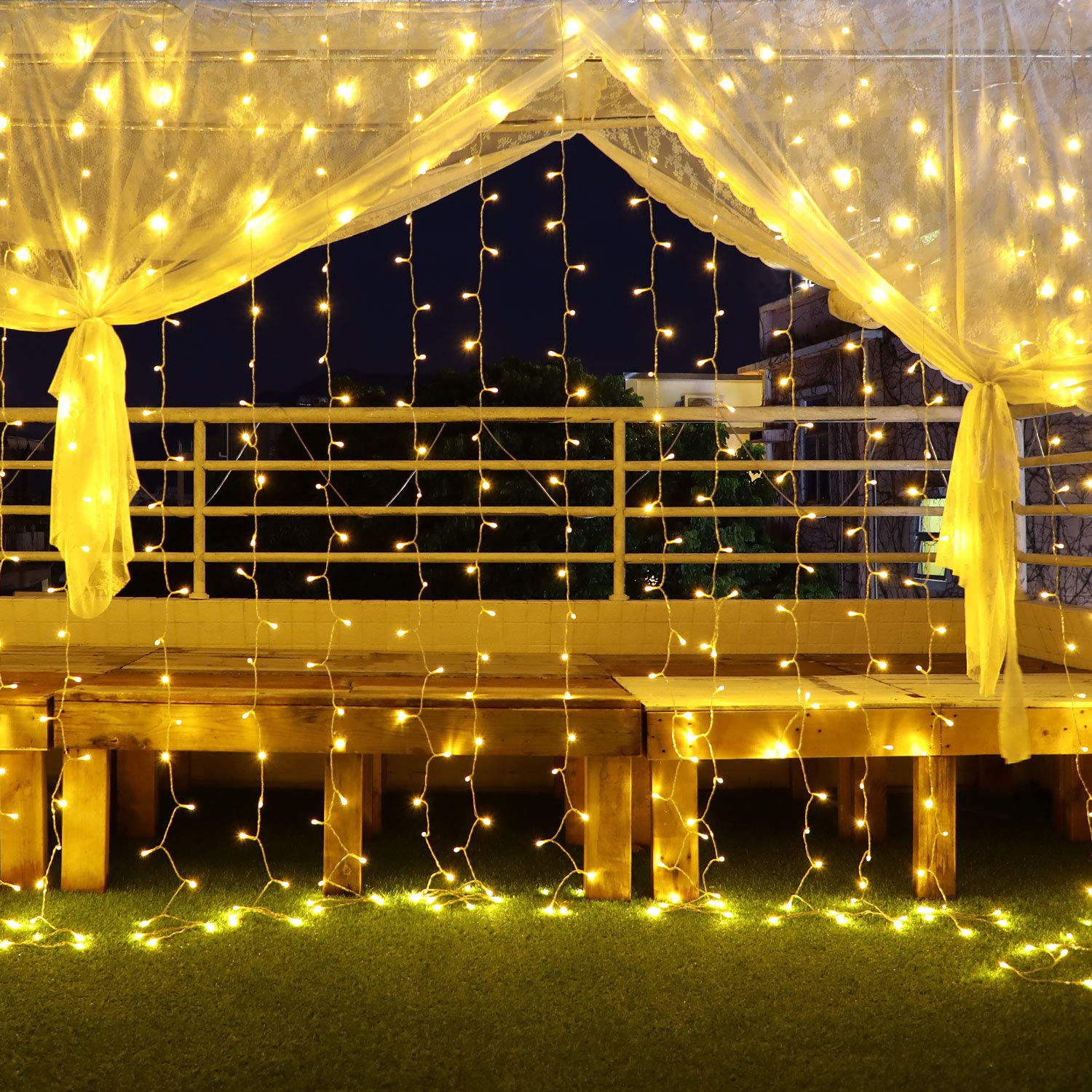 Large Curtain Lights, 20 Ft Outdoor String Lights for Christmas Wedding Decorations, 8 Lighting Modes Twinkle Fairy Lights for Bedroom Decor, Backdrop Lights 600 Led Indoor Curtain String Lights