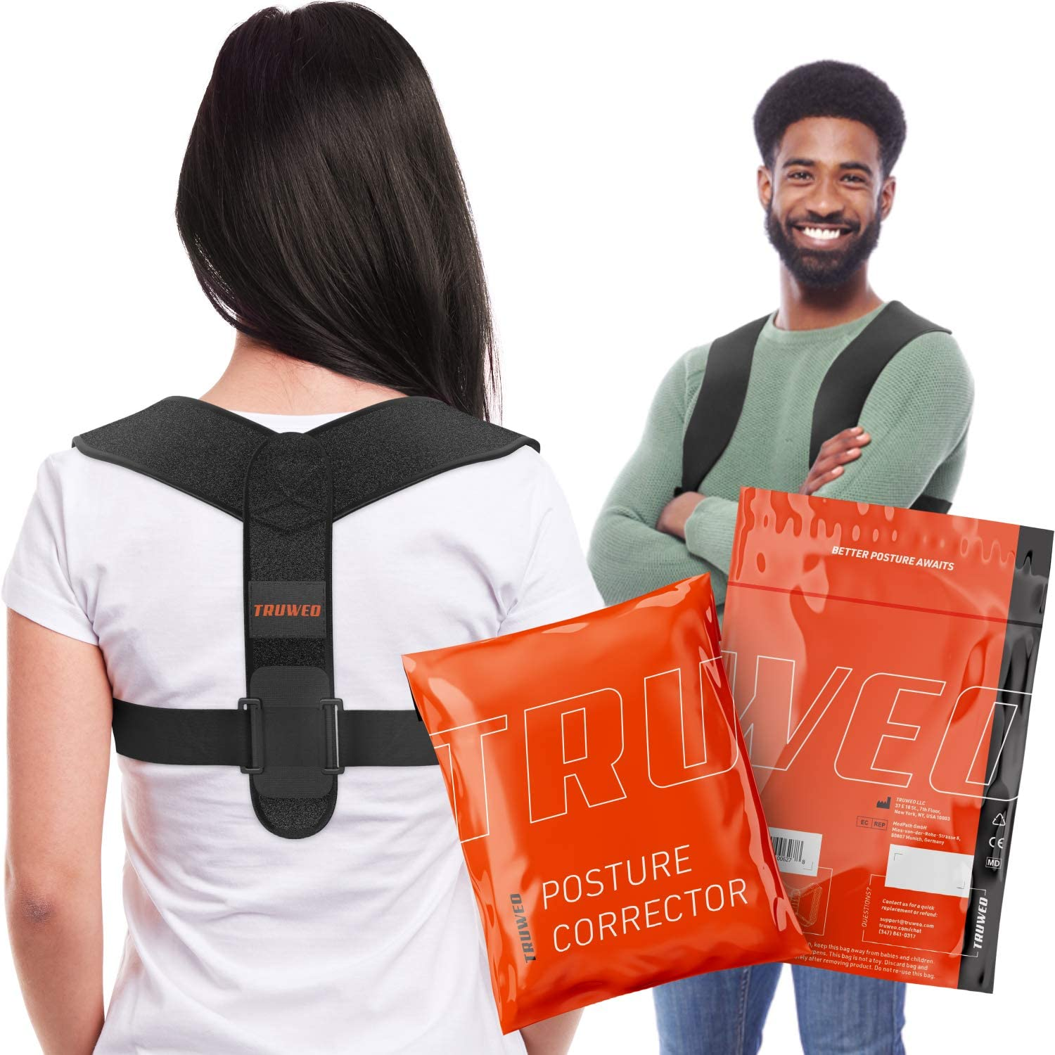 Posture Corrector for Men and Women - Adjustable Upper Back Brace for Clavicle to Support Neck, Back and Shoulder (Universal Fit, U.S. Design Patent)