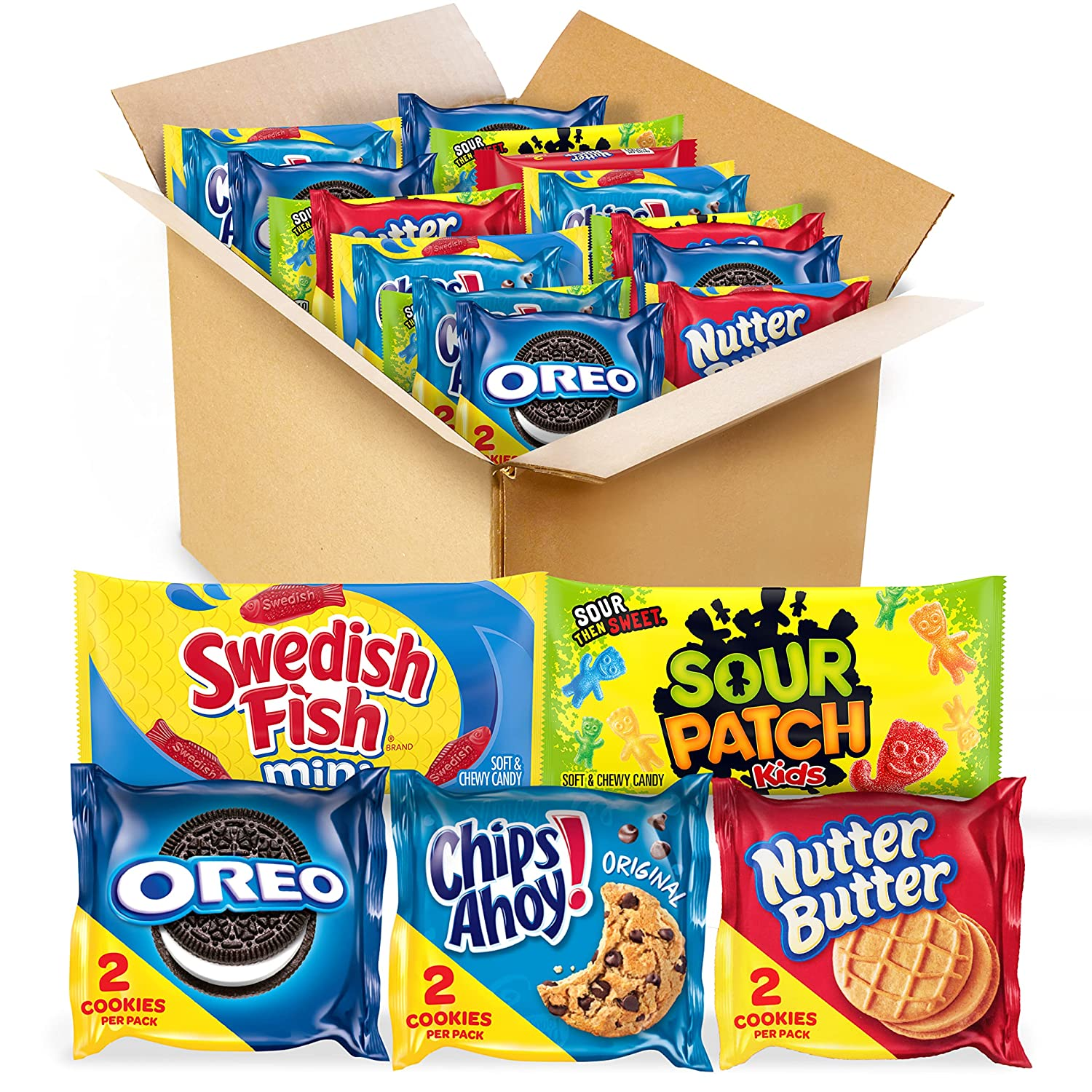 40 Snack Packs - OREO, CHIPS AHOY!, Nutter Butter, SOUR PATCH KIDS & SWEDISH FISH Cookies & Candy Variety Pack