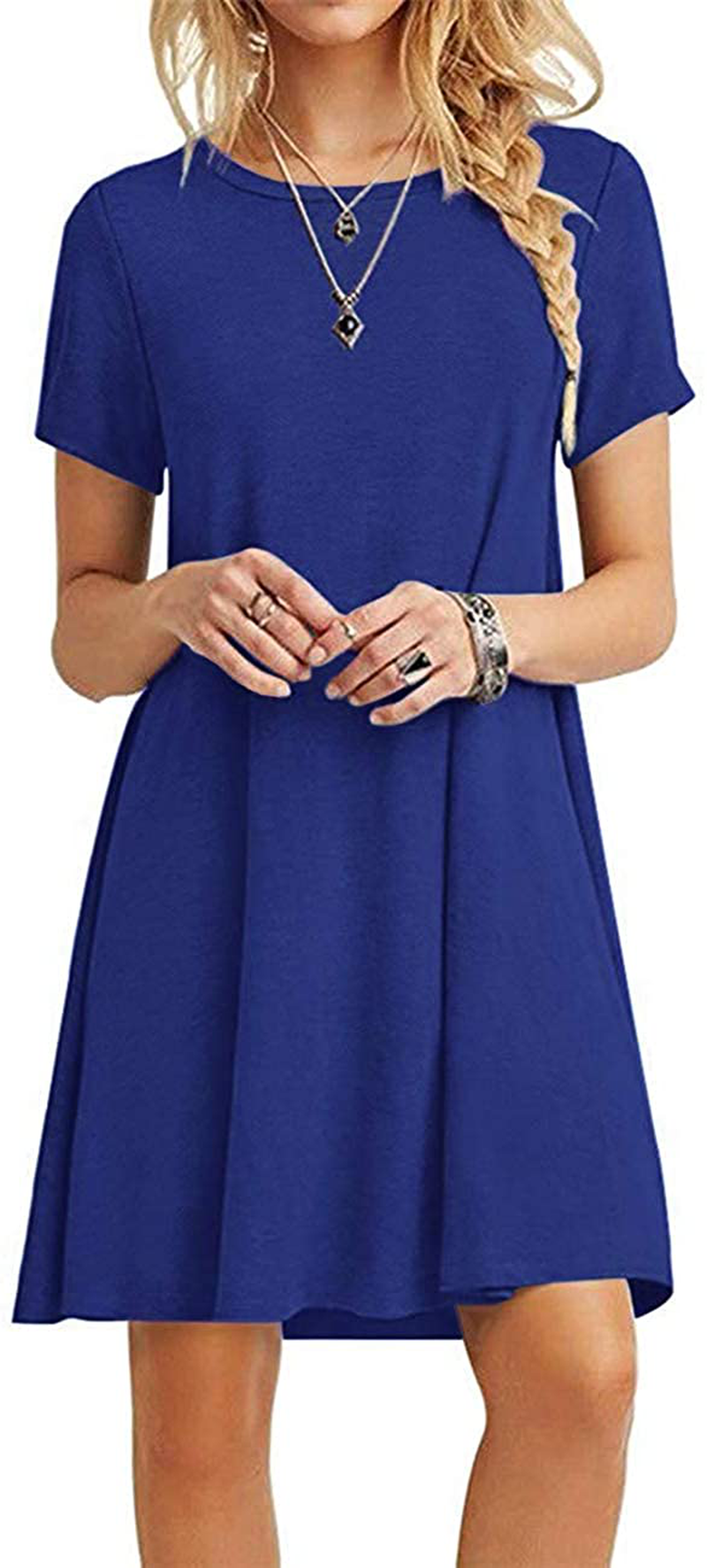MOLERANI Women's Casual Plain Simple T-Shirt Loose Dress