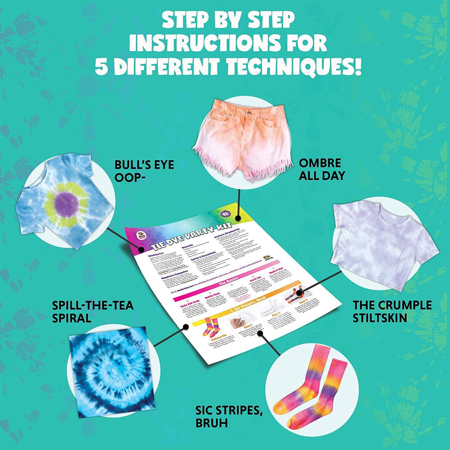 Doodlehog Easy Tie Dye Party Kit for Kids, Adults, and Groups. Create Vibrant Designs with Non-Toxic Dye