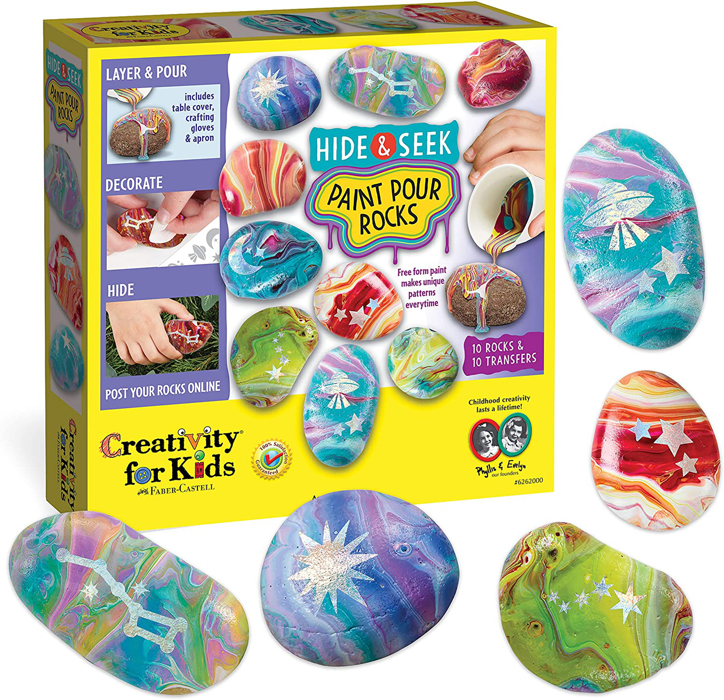 Creativity for Kids Rock Painting Kit - Paint 10 Rocks with Water Resistant Paint