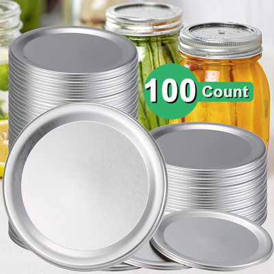 100-Count Canning Lids Regular Mouth Canning Jar Flats for Ball, Kerr Jars Ewadoo Split-Type Metal Mason Jar Lid for Canning-Food-Grade Material-100% Fit & Airtight for Small Mouth Jars