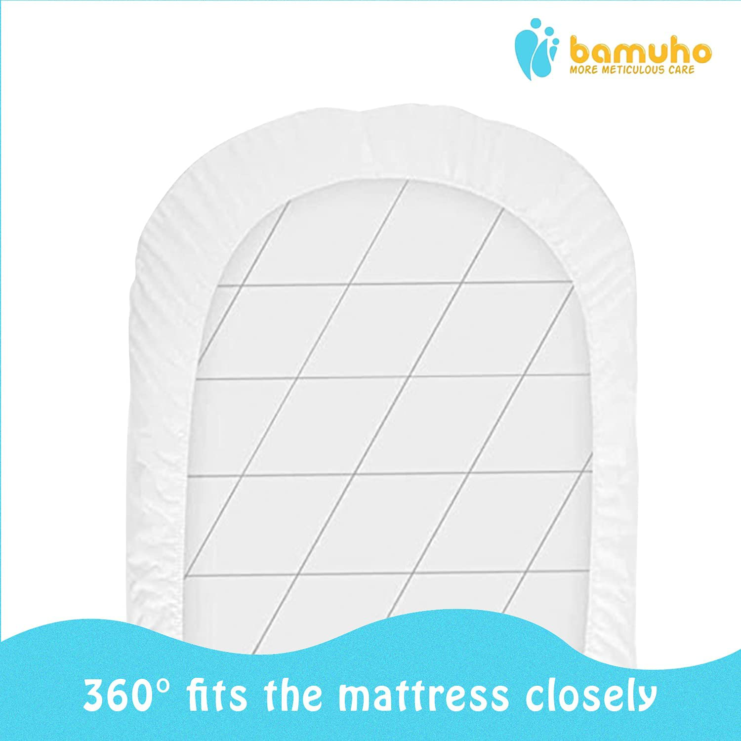 Bamuho 2 Pack Waterproof Halo Bassinet Mattress Pad Cover/Protector Fit Hourglass Swivel Sleeper Mattress Pad, Comfortable and Soft Bamboo Fabric，White