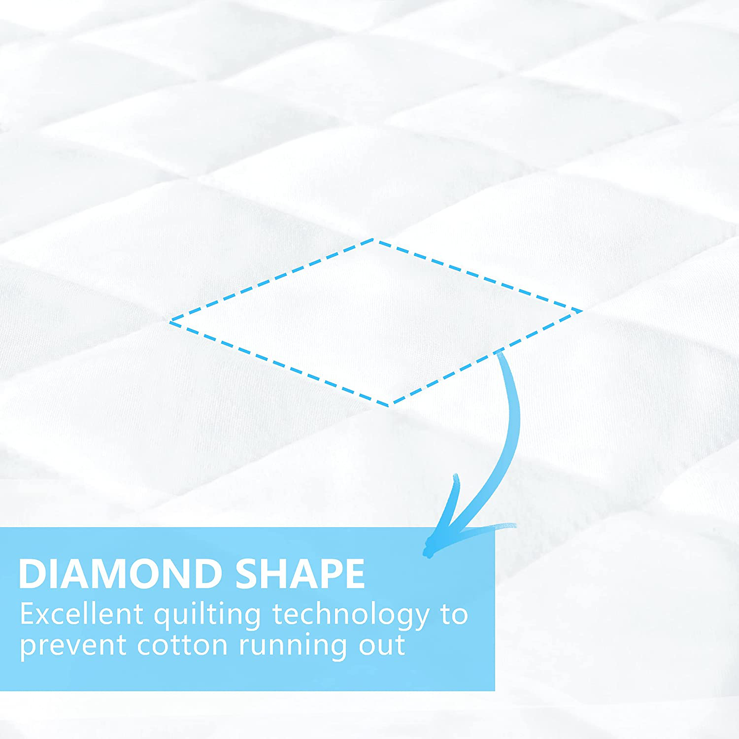 Ruili Cal King Quilted Fitted Mattress Pad, 100% Waterproof Deep Pocket Stretch Up to 21 Inches Mattress Protector Soft Snow Cotton Filling Mattress Cover