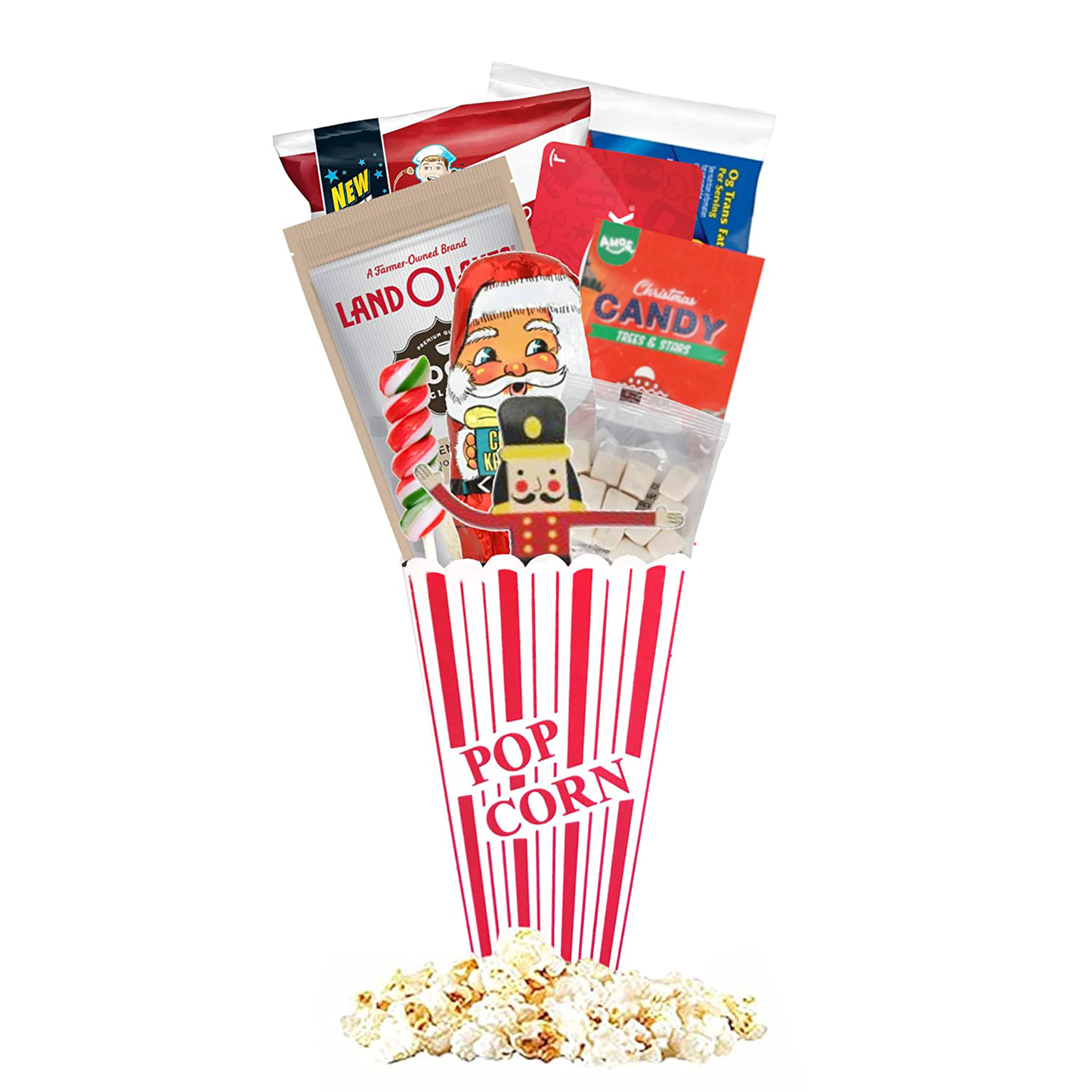 Christmas Redbox Movie Night Gift Baskets with Popcorn, Candy and Redbox Gift Card Movie Rental for College Students, Teens, Men, Kids, Date Night (Santa'S Reindeer)