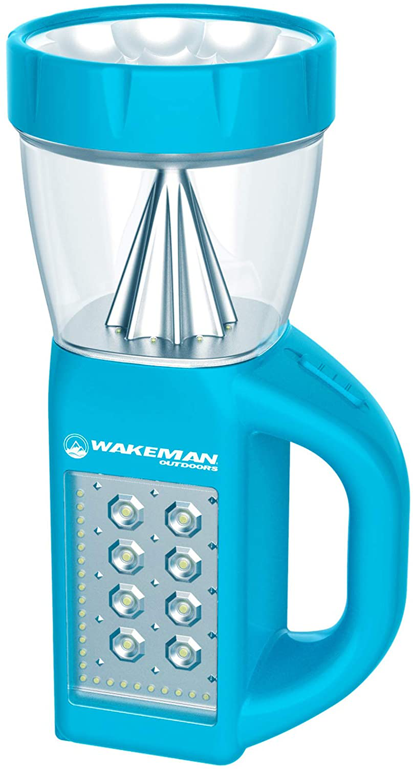 LED Lantern Flashlight Combo- 3-In-1 Lightweight Lamp with Side Panel Light- Portable for Camping, Hiking & Emergencies by Wakeman Outdoors (Blue)