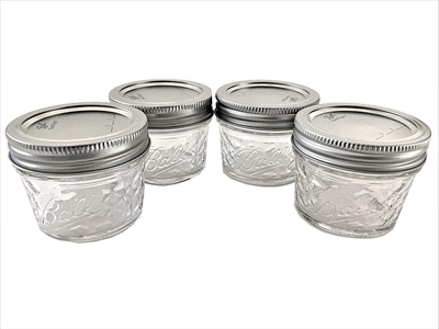 Mason Jelly Jars-4 oz. each - Quilted Crystal Style 8 Pcs