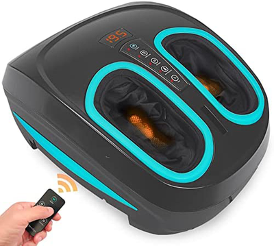 Shiatsu Foot Massager Machine with Heat - Electric Deep Kneading Heated Foot Massage Air Compression - Circulation, Legs, Plantar Fasciitis, Neuropathy Pain Therapy Spa Feet Massager Stocking Stuffers