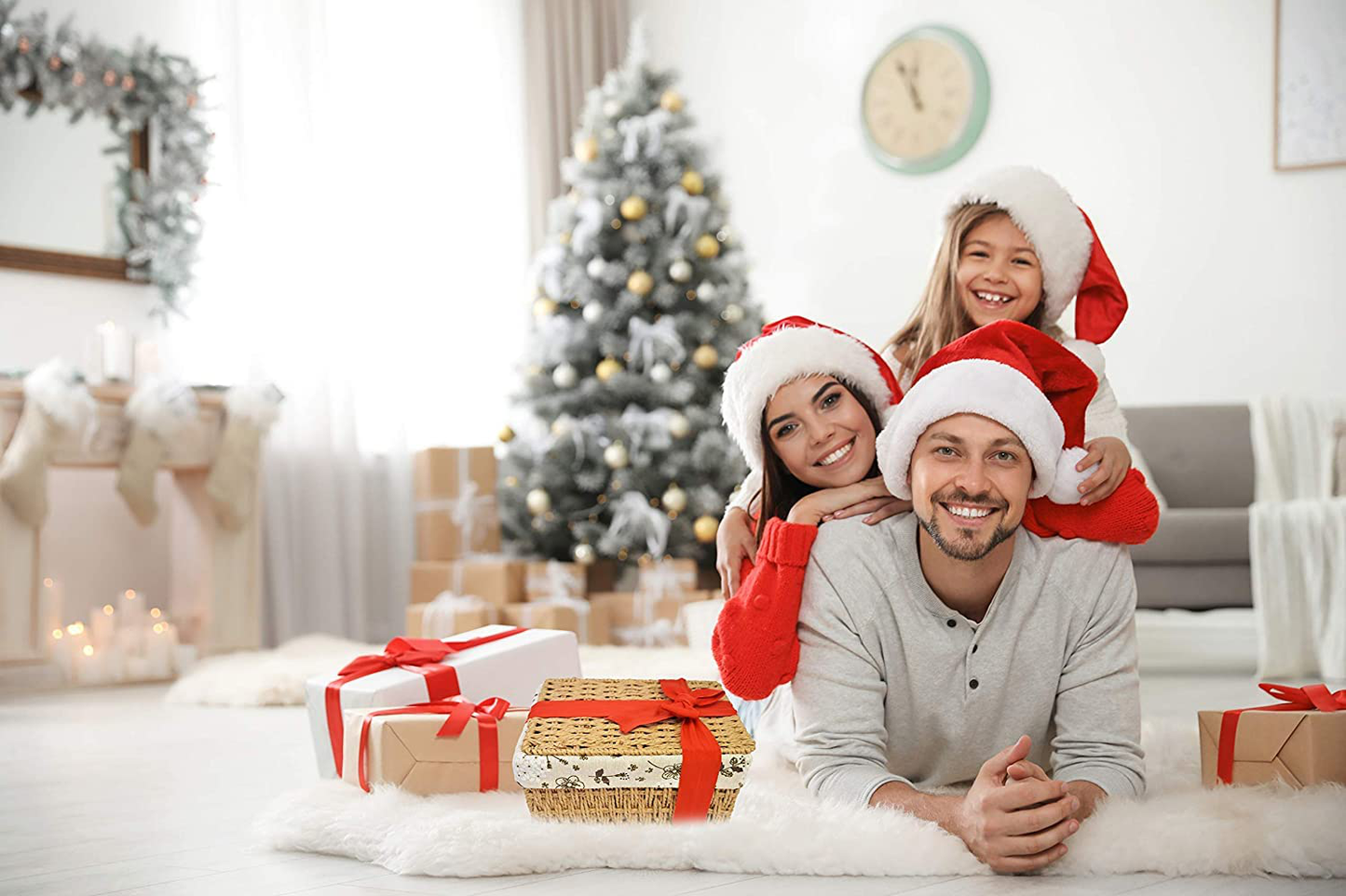 Christmas Baskets - Santa, Chocolate, Gourmet, Food, Holiday, Cookies, Candy Xmas Variety Gift for Family Friends Colleagues Office Men Women Corporate Her Him Kids Son Daughter Students Mom and Dad