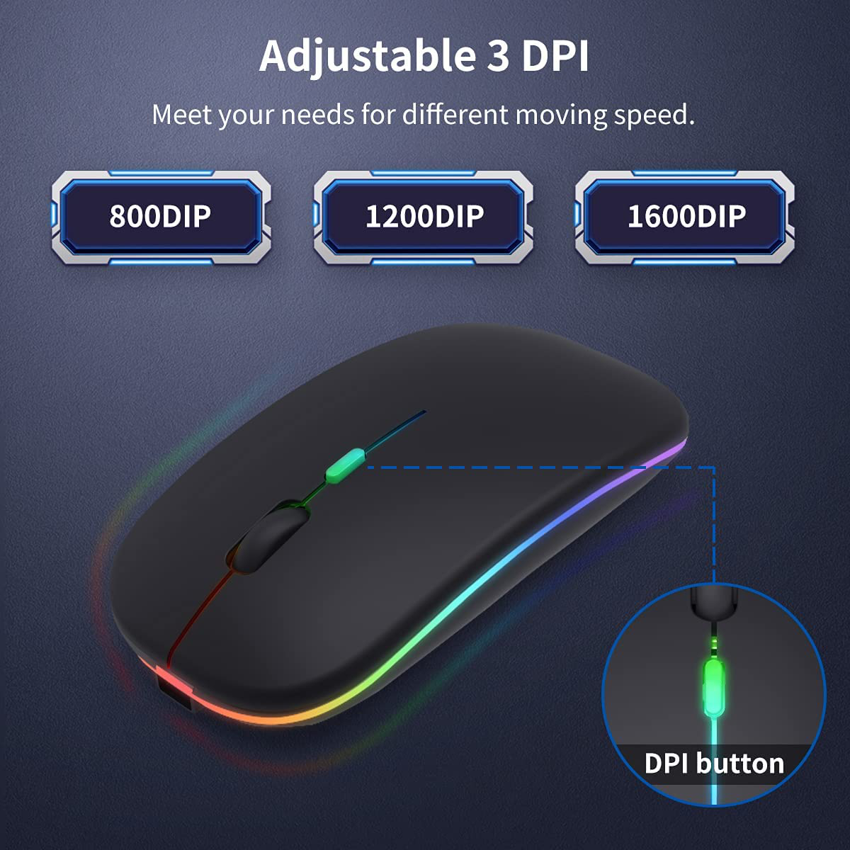Wireless Rechargeable Ergonomic Silent Mouse LED Backlit for Laptop PC Windows and Macbook