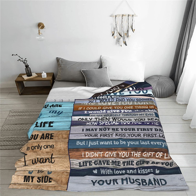 Gift for Wife from Husband, Personalized Blankets to Wife, You Are My Life Ultra-Soft Warm Flannel Throw Blanket, Birthday Wedding Anniversary Mothers Day Romantic Gifts for Her 50X40 Inch