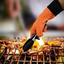 Heat Resistant Gloves BBQ, Grill Gloves Washable, Silicone Oven Mitts, Silicone Smoker Oven BBQ Gloves-Handle, Non-Slip Potholder for Barbecue and Pizza (One Glove)