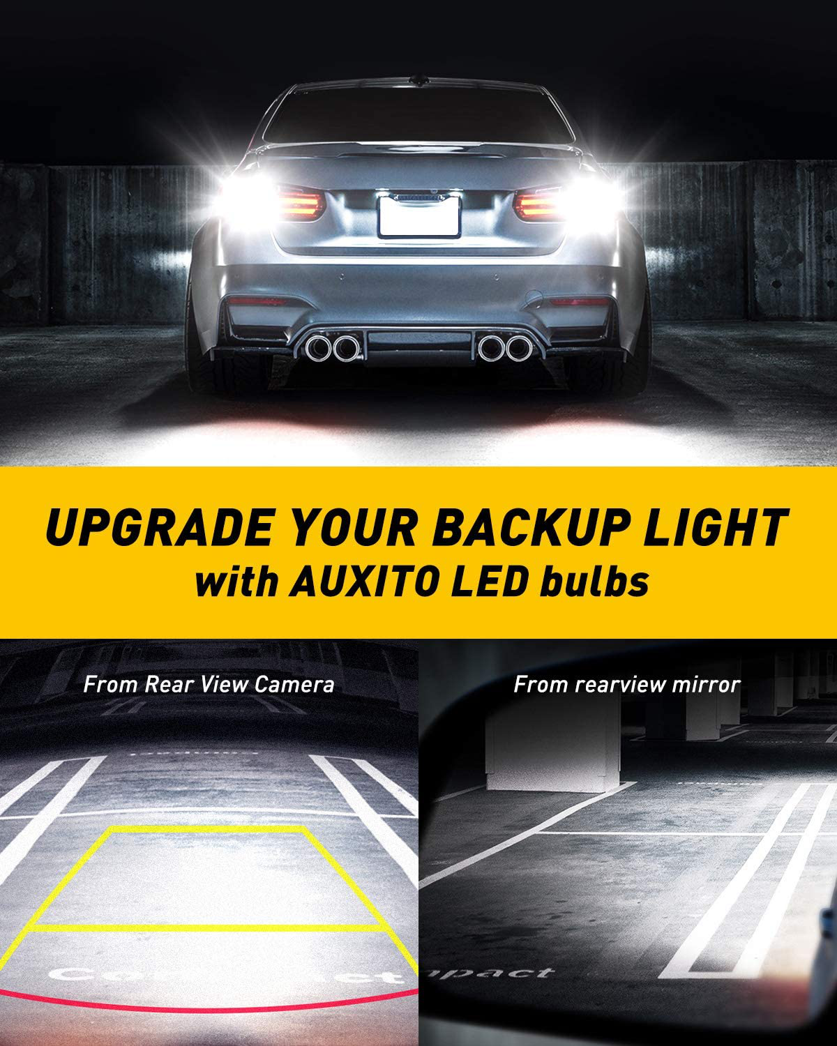 AUXITO 912 921 LED Backup Light Bulbs High Power 2835 15-SMD Chipsets Error Free T15 906 W16W for Back Up Lights Reverse Lights, 6000K White (Upgraded, Pack of 2)
