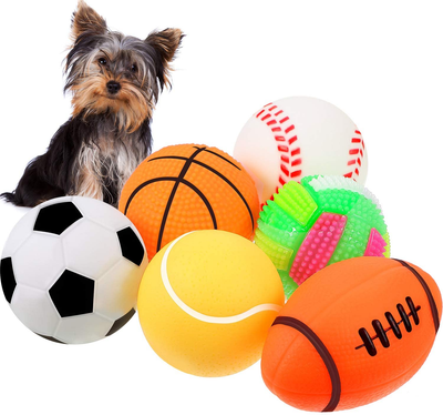 6 Pieces Pet Toy Balls Squeaky Light Balls Non-Toxic Chewing Bounce Toys Balls for Puppy Small Medium Dogs Pet
