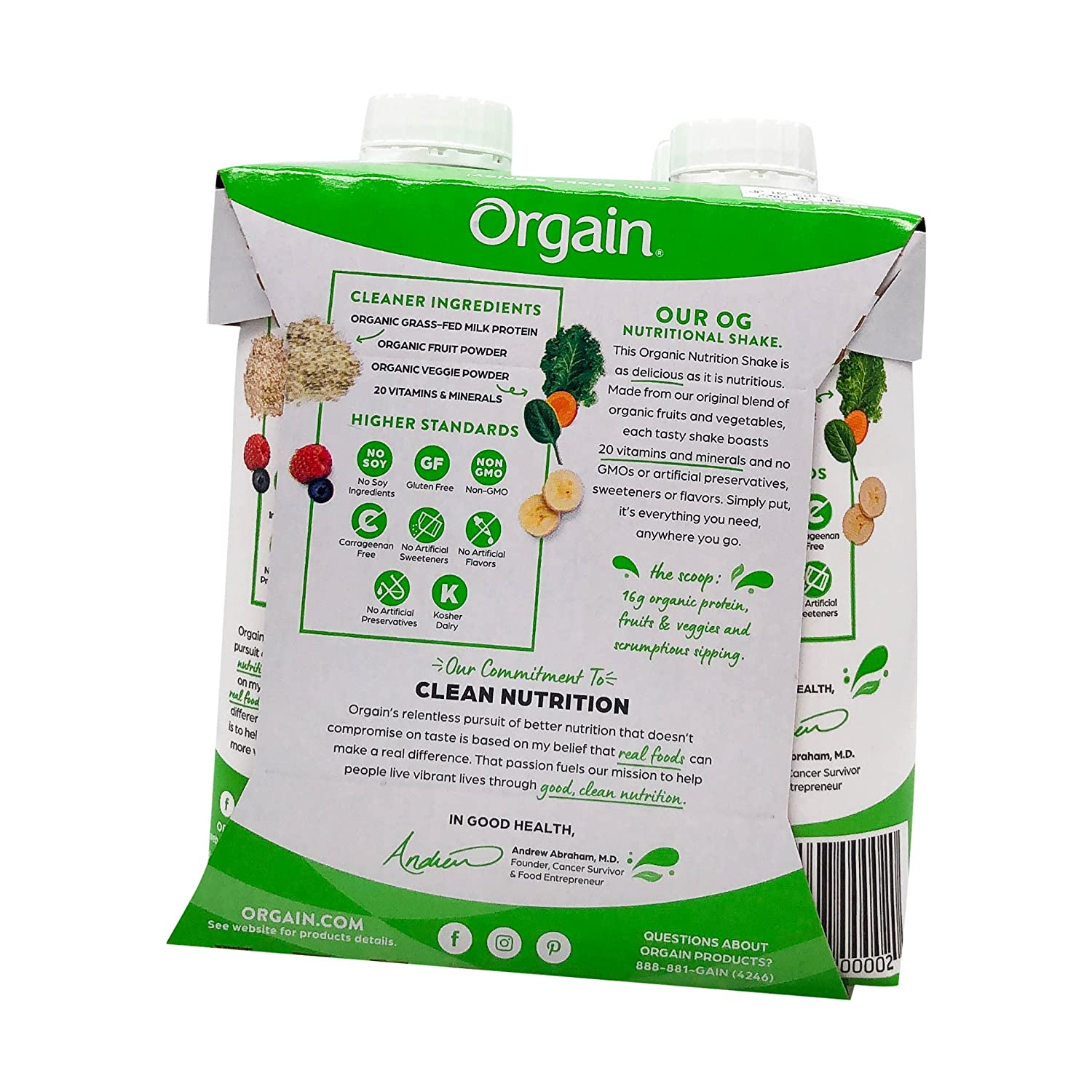 Orgain, Nutri Shake Sweet Vanilla Bean Organic, 11 Fl Oz, 4 Pack