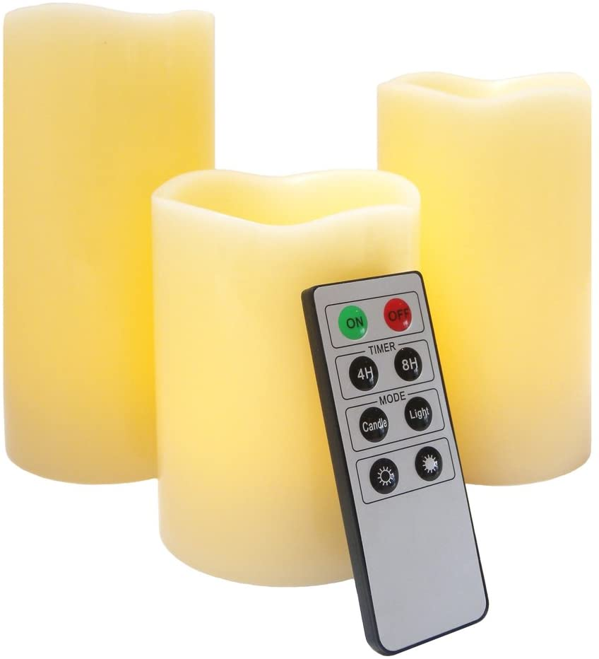Flameless LED Candles - 3 Mooncandles with Remote Control