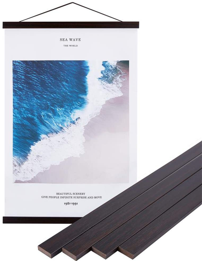 Benjia 24x36 24x18 24x32 Poster Frame, Magnetic Light Wood Wooden Frame Frames Hanger for Photo Picture Canvas Artwork Wall Hanging (1 Pack, 24", Walnut)