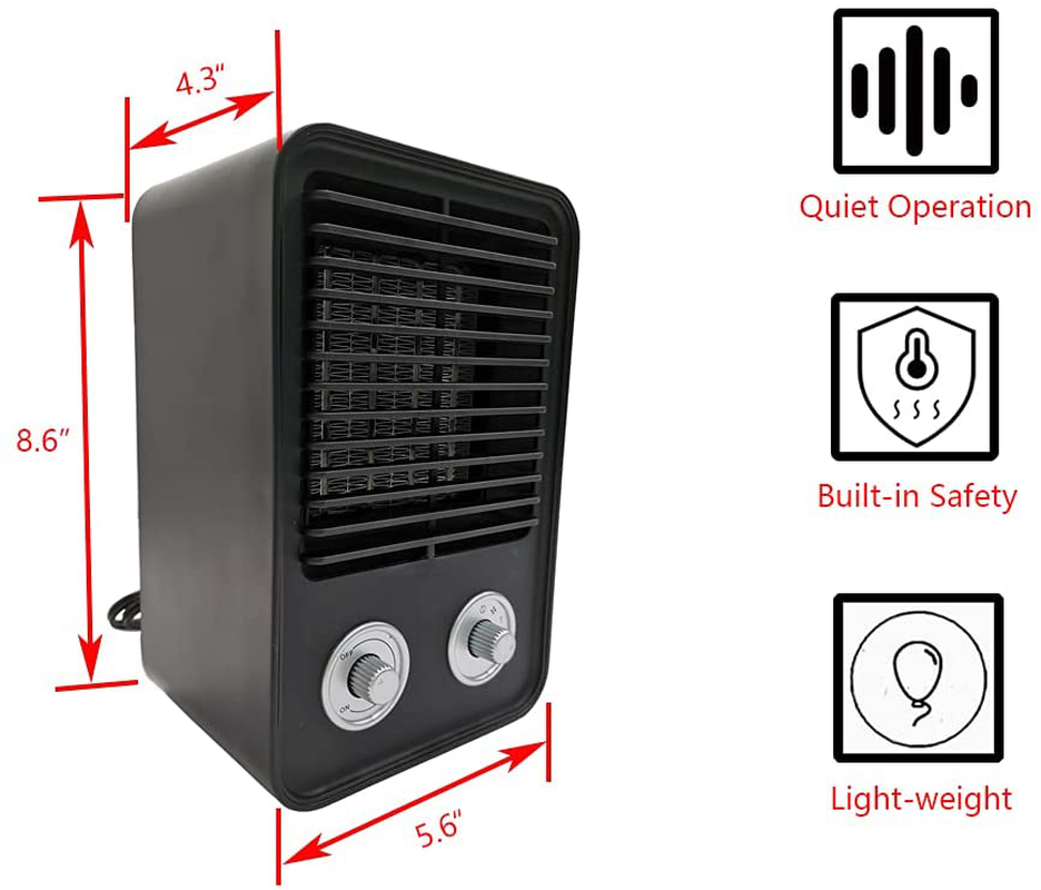 Electric Space Heater Indoor Use 750W/1500W Portable Ceramic Heater for Office Bedroom Three Gears Adjustable Small Electrical Heater