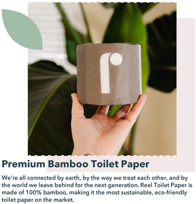 Reel Premium Bamboo Toilet Paper - 24 Rolls of Toilet Paper - 3-Ply Made From Tree-Free, 100% Bamboo Fibers - Eco-Friendly and Zero Plastic Packaging