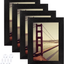 BAIJIALI 4x6 Picture Frame Black Wood Pattern Set of 4 with Tempered Glass,Display Pictures 3.5x5 with Mat or 4x6 Without Mat, Horizontal and Vertical Formats for Wall and Table Mounting