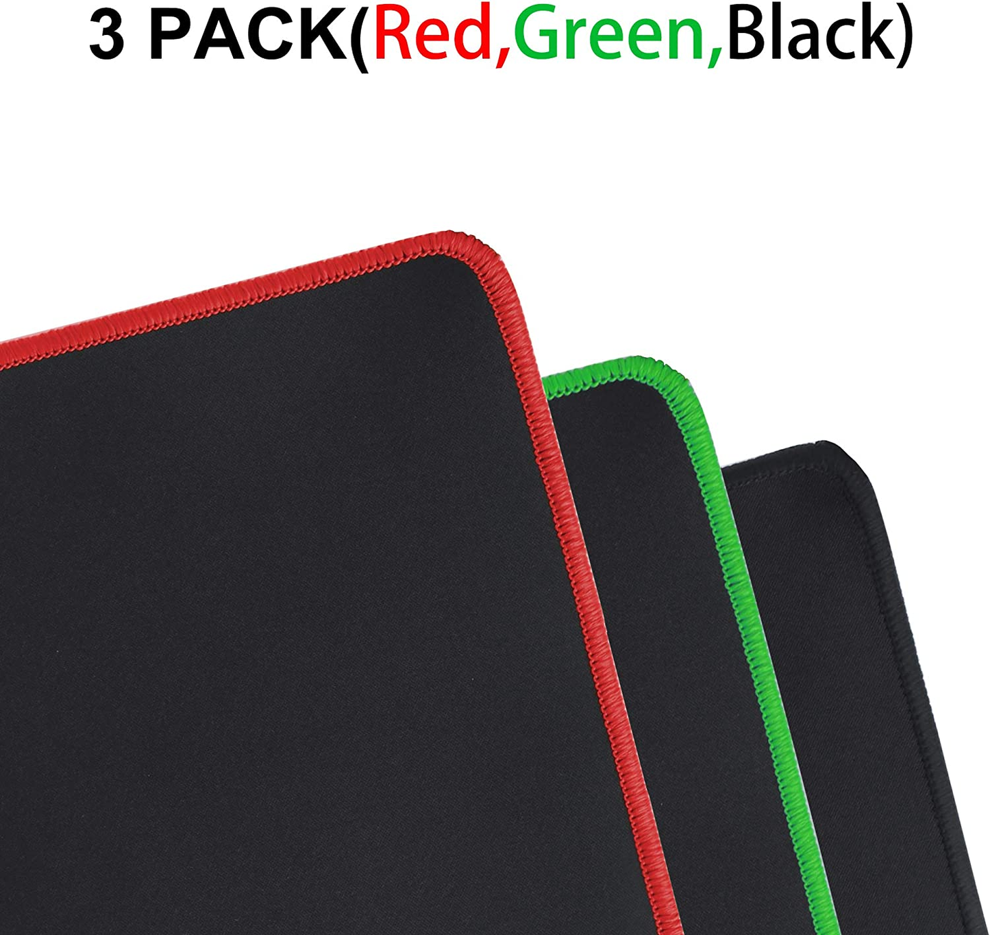 Psitek Mouse Pad 3 Pack 10X8.5 Inches Laptop Gaming Mousepad Waterproof Cloth Surface