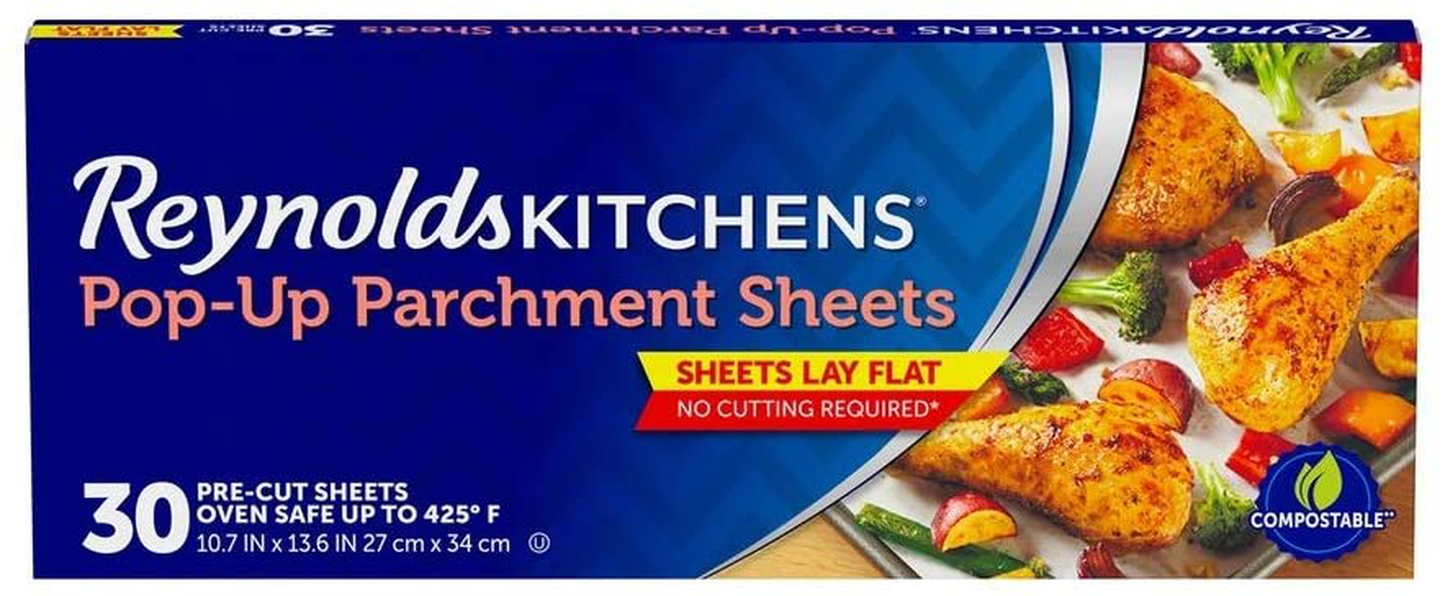 Reynolds Kitchens Pop-Up Parchment Paper Sheets, 10.7x13.6 Inch, 30 Count