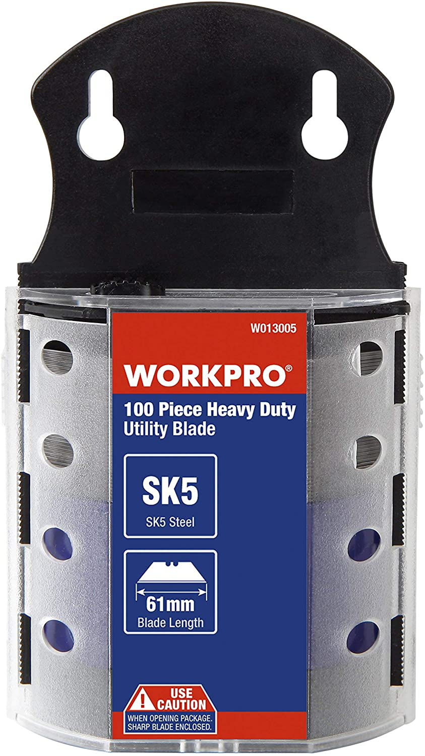 WORKPRO Utility Knife Blades, SK5 Steel, 100-pack with Dispenser