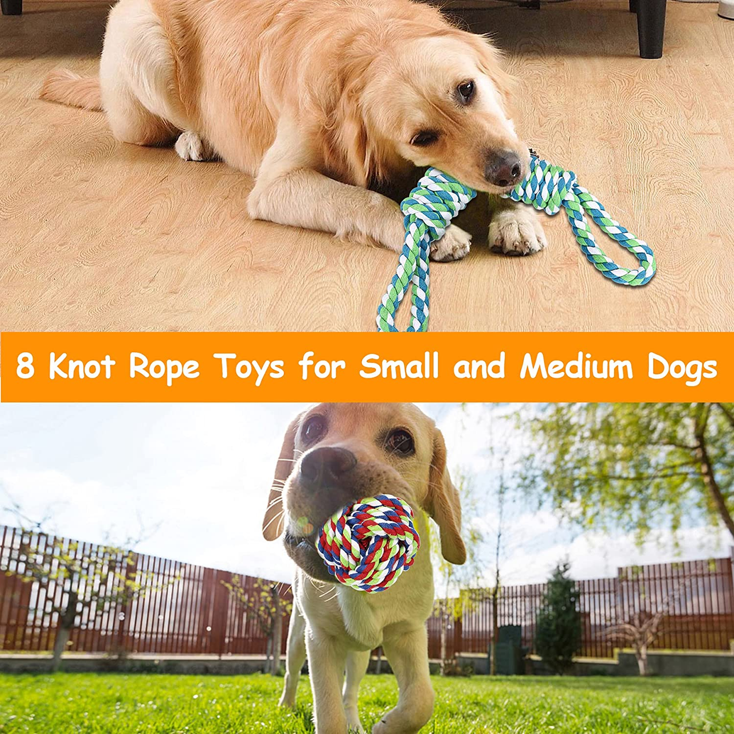 Dog Rope Toys for Large Medium Dogs Aggressive Chewers,Large Dog Rope Toys 8 Pack Interactive Rope Teething Indestructible Dog Toy with Heavy Dog Rope Chew Toys for Large Medium Small Breed