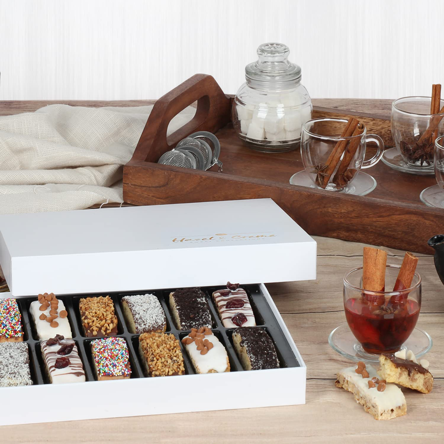 Hazel & Creme Biscotti Gift Baskets - Food Gifts in Elegant Box - Corporate, Birthday, Holiday Gourmet Gifting (Large Gift Box)