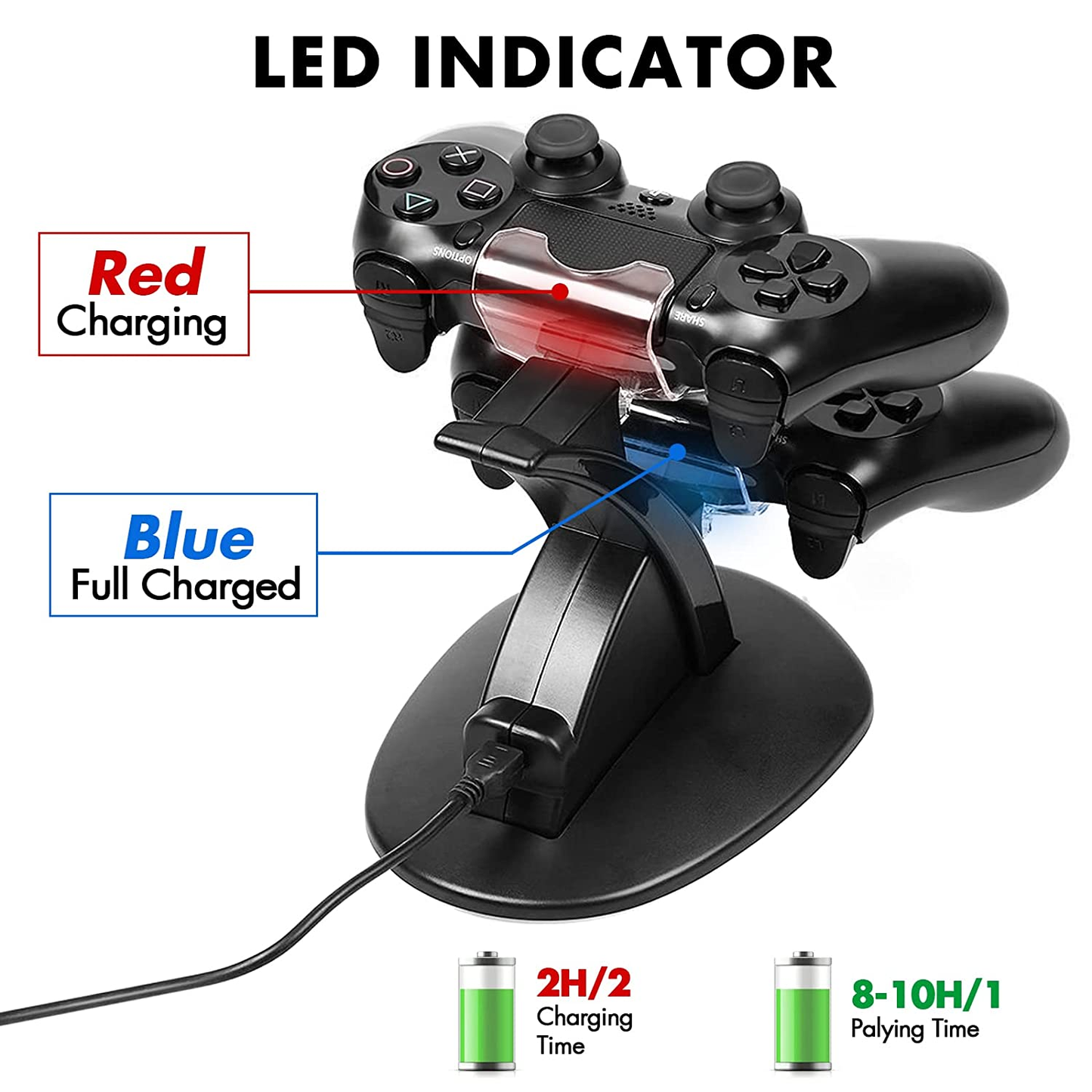 Playstation4 Regular Slim Pro Controller Charger, SUNKY LED Gaming Console Charging Stand USB Dock Station Mount Cradle for Sony PS4