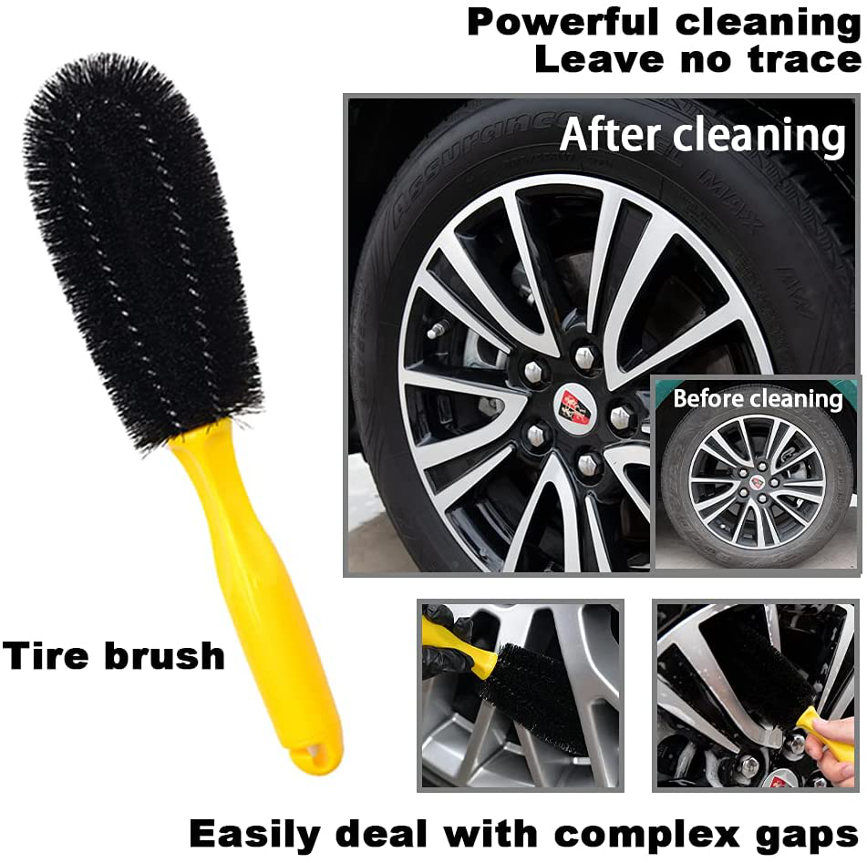 DU Life 4-Piece Cleaning kit for Car Wash Motorcycle Car Wash kit Thickened Microfiber Car Wash Towel, Tire Brush and Advanced Chenille Car Wash Mitt Simple and Practical