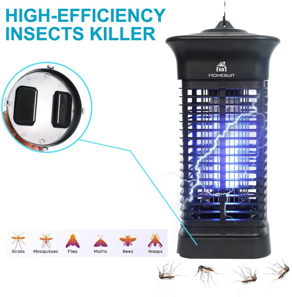 Homesuit Bug Zapper 15W for Outdoor and Indoor ,High Powered 4000V Electric Mosquito Zappers Killer , Waterproof Insect Fly Trap Outdoor ,Electronic Light Bulb Lamp for Home Backyard Patio