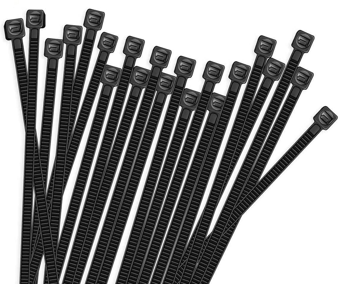 HMROPE 100Pcs Cable Zip Ties Heavy Duty 8 Inch, Premium Plastic Wire Ties with 50 Pounds Tensile Strength, Self-Locking Black Nylon Tie Wraps for Indoor and Outdoor