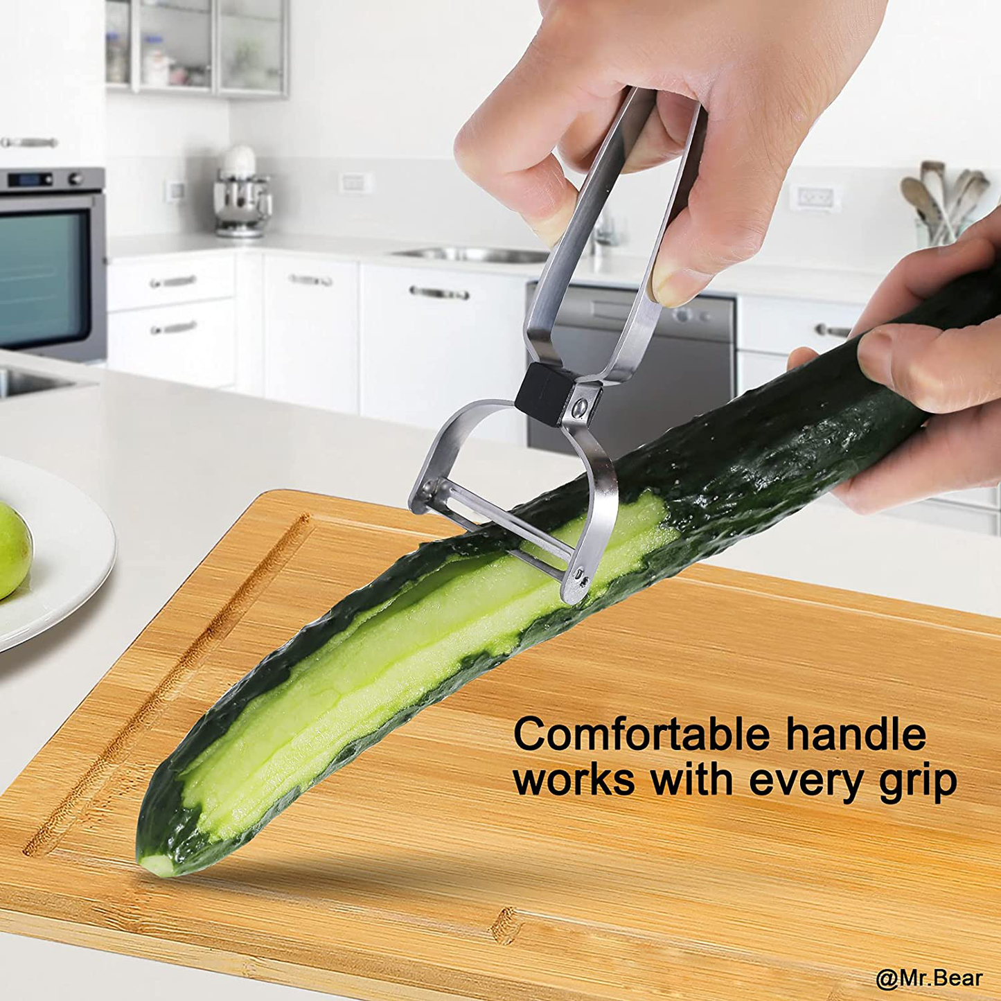 Mr.Bear Vegetable & Fruit Peeler Accessory for Kitchen, Y-Shaped Peelers for Potato, Carrot, Veggie, Fruit, Good Grip Stainless Steel Swivel with Ergonomic Non-Slip Handle, 1451.5Cm, (RICHI-001)