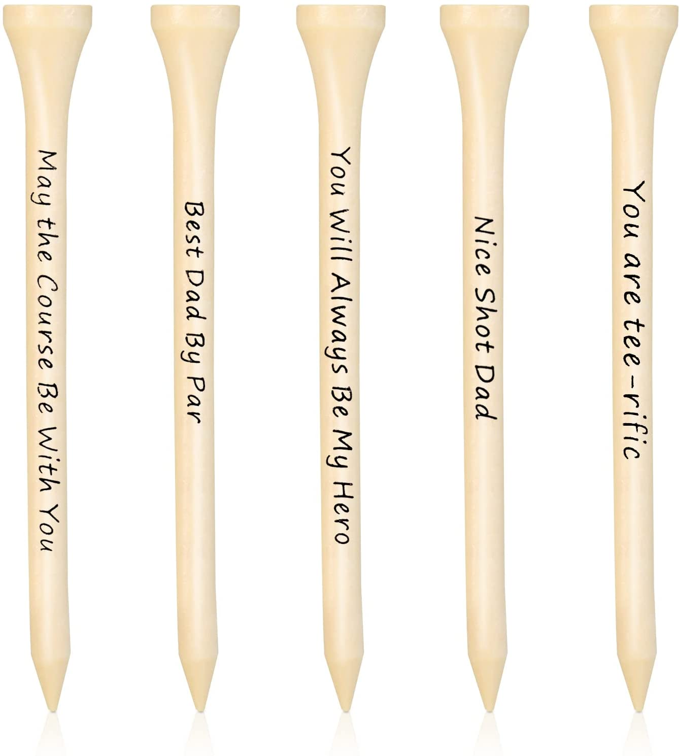 60 Pieces Dad Golf Gifts Funny Sayings Golf Tees, 3-1/4 Inch Personalized Wooden Golf Tees with Warm Words