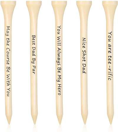 60 Pieces Dad Golf Gifts Funny Sayings Golf Tees, 3-1/4 Inch Personalized Wooden Golf Tees with Warm Words