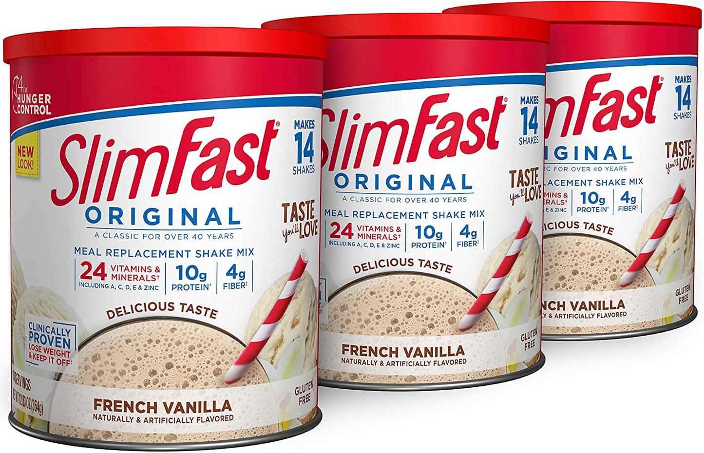 Slimfast Meal Replacement Powder, Original French Vanilla, Weight Loss Shake Mix, 10G of Protein, 14 Servings (Pack of 3)