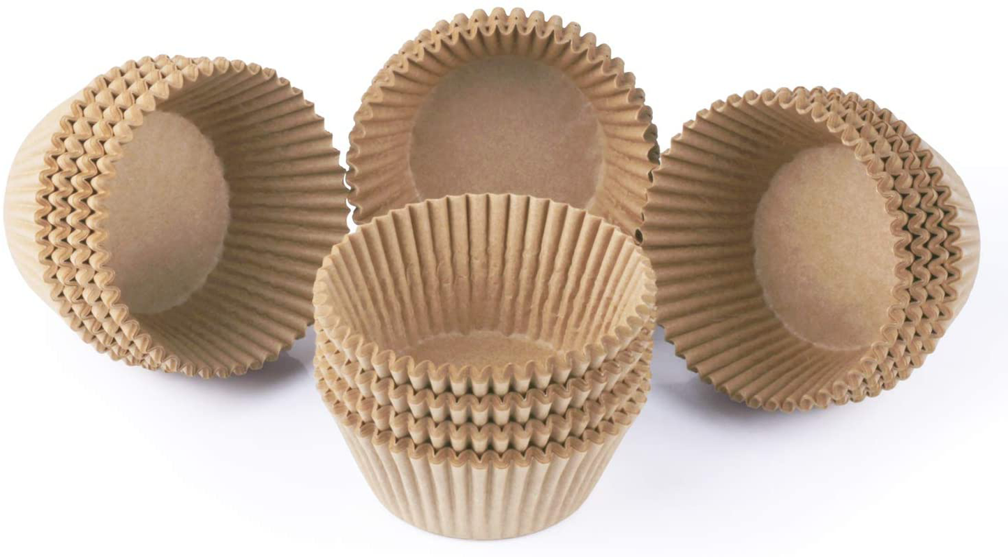 Caperci Standard Natural Cupcake Liners 500 Count, No Smell, Food Grade & Grease-Proof Baking Cups Paper