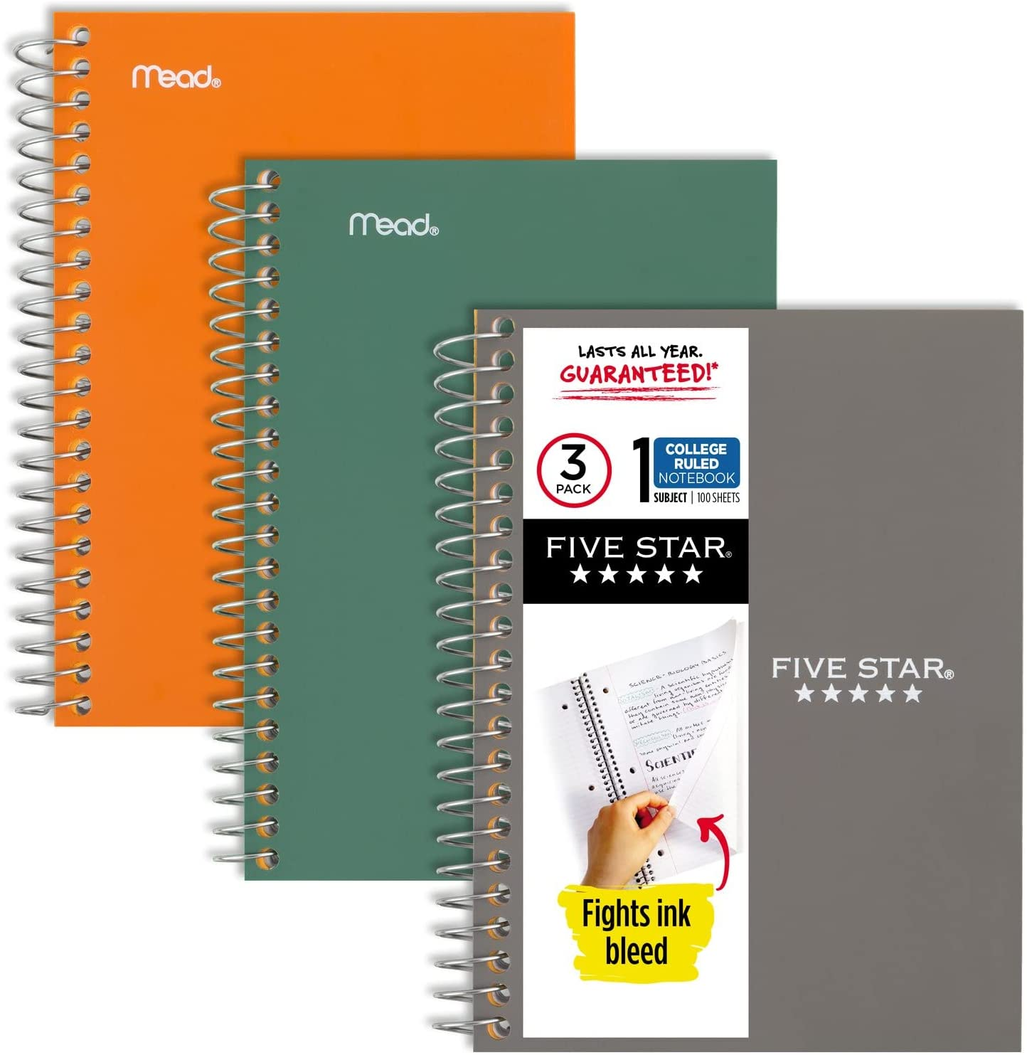 Five Star Personal Spiral Notebooks, 3 Pack, 1-Subject, College Ruled Paper, 7" X 4-3/8", Small Size, 100 Sheets, Assorted Colors Will Vary (38643)