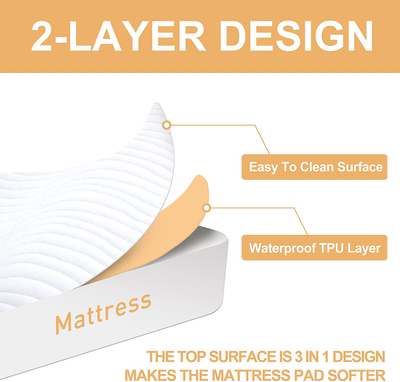 Jadeite star Twin XL Size Easy to Clean Mattress Pad Waterproof Mattress Protector, Deep Pocket Fitted 8-21 Inches Breathable Noiseless Soft Mattress Cover