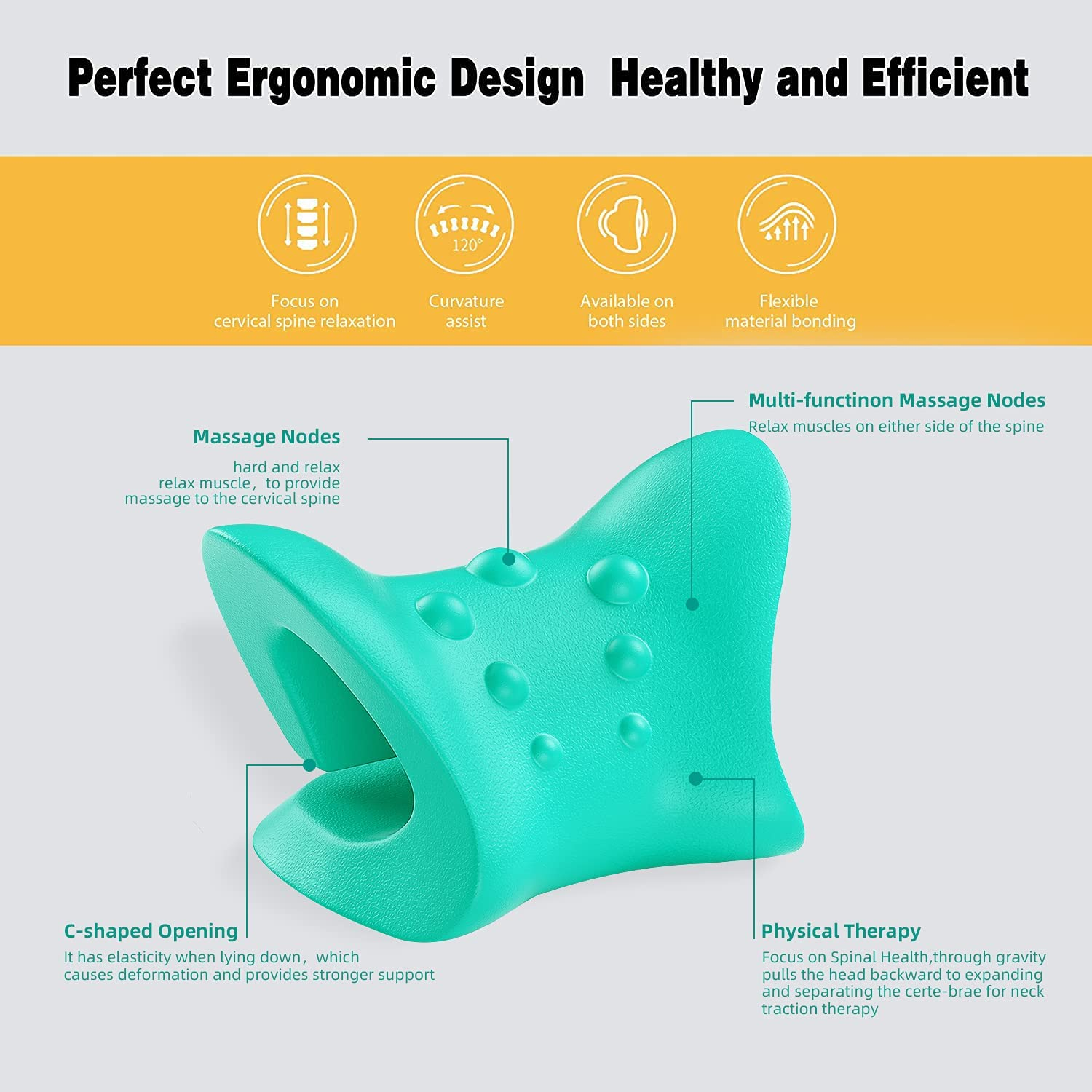 Neck and Shoulder Relaxer Cervical Neck Traction Device,Portable Chiropractic Pillow Neck Stretcher Neck Massage Pillow for Pain Relief Management and Cervical