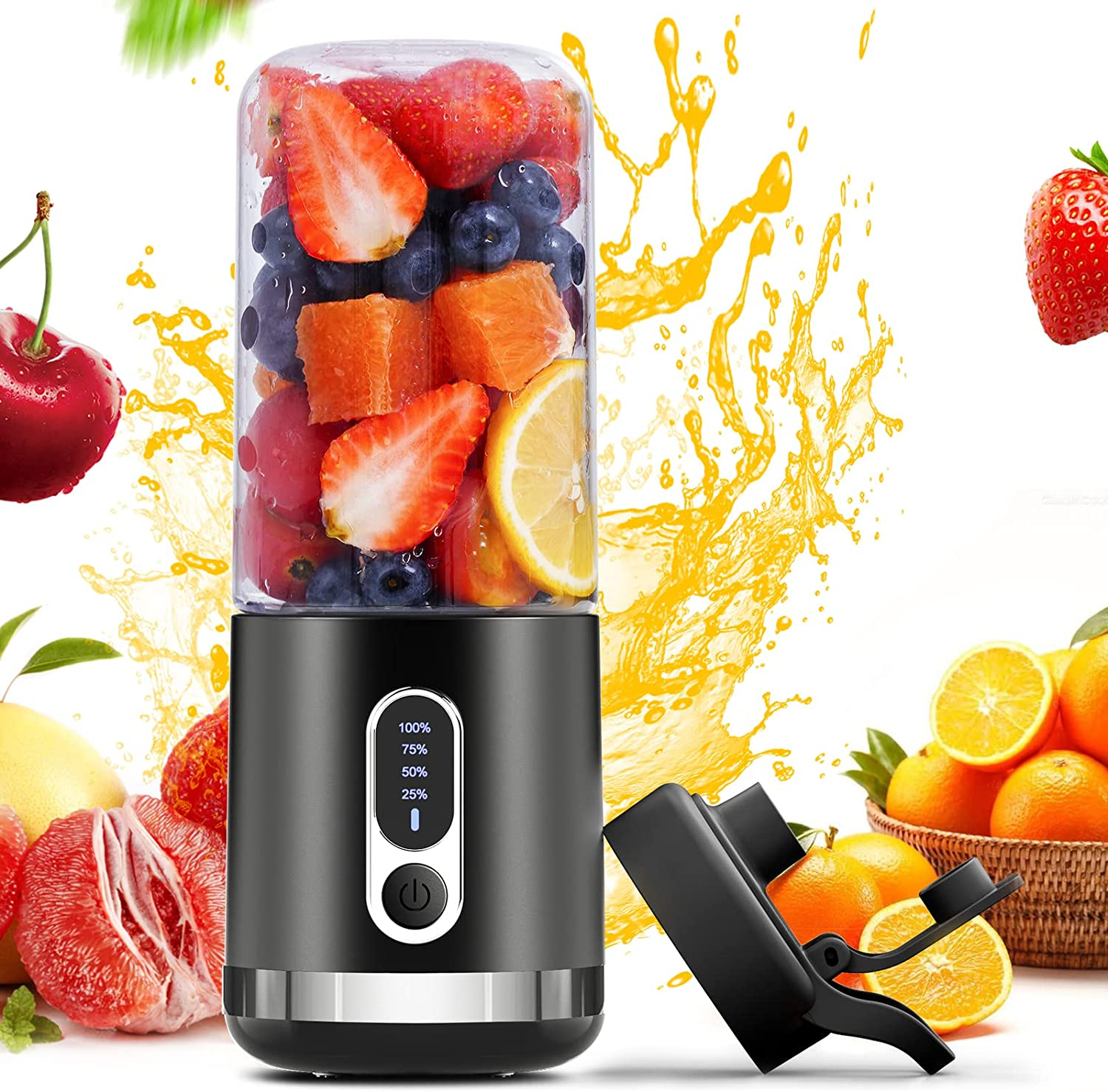 Togala Portable Blender, Smart LCD Display Personal Size Blender USB Rechargeable for Shakes and Smoothies, 15.2Oz Fruit Juice Mixer with Six Blades, Mini Blender to Go Sports,Travel, Office, Gym