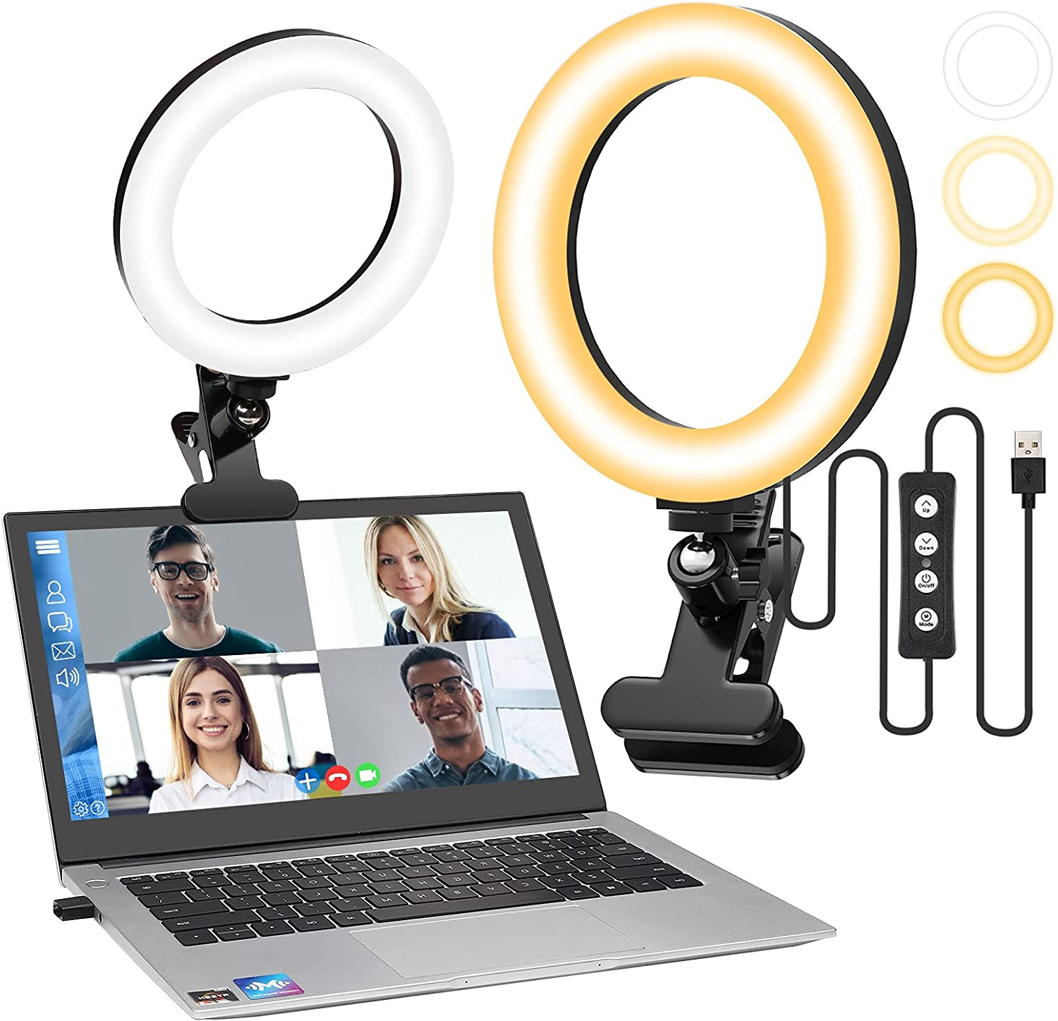 Computer Ring Light for Video Conferencing Lighting,Clamp Mount Desk Zoom Light for Laptop/Pc Monitor/Desk/Bed/Office/Makeup/Youtube/Tik Tok