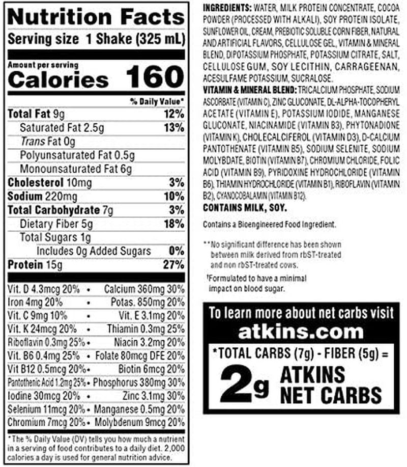 Atkins Gluten Free Protein-Rich Shake, Dark Chocolate Royale, Keto-Friendly, 8 Count